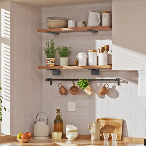 Heavy Duty Black Floating Shelf Brackets 10 Inch 6 Pack Metal Hidden Supports With Zero Lip Design For Rock Solid Wall Mounted Diy Shelving And Quick Snap Install Screws Included