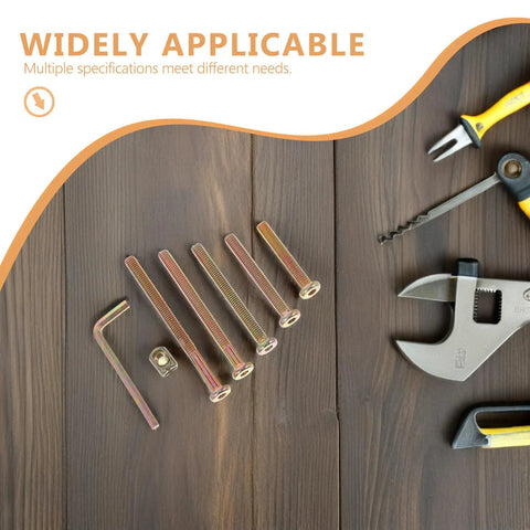 Versatile M6 Hex Socket Head Cap Screws And Barrel Nuts Set For Furniture Assembly And DIY Projects on wooden surface