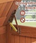 Spring lifting bracket of 52 Gallon Outdoor Storage Bench With Flip Top For Cushions And Pool Supplies, internal mechanism view