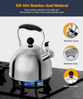 Stainless Steel 2 Quart Whistling Tea Kettle For Stovetop With Ergonomic Folding Handle Small Teapot Water Boiler For Tea Or Coffee Loud Whistle Durable Silver Teakettle Perfect For Quick Boil on gas stove