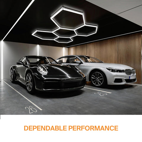 Five Grid Hexagon LED Garage Light System 200W 17280 Lumen Daylight 6500K Hella Bright Glare Free Ceiling And Wall Fixture for garages