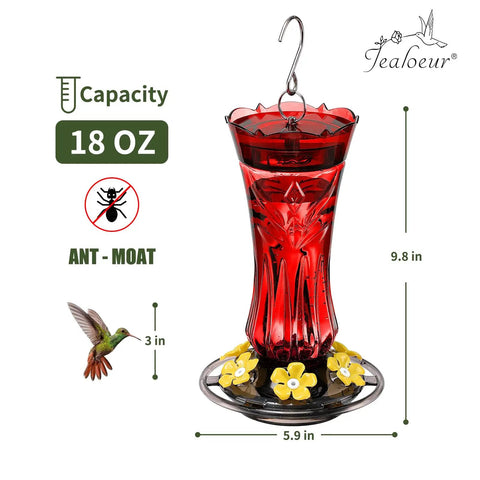 Durable Outdoor Hummingbird Feeder With Six Feeding Ports Built In Ant Moat And Bee Guard 18 Oz Capacity Easy To Clean 360 Degree Viewing Hanging Garden Decor For Bird Lovers