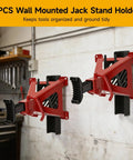 Heavy Duty Metal Wall Mount Jack Stand Storage Rack 2 Pack for Four Jack Stands in garage workshop