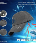 Lightweight Breathable Mens Baseball Hat For All Season Comfort Dark Grey Cap With Soft Fit and cotton sweatband details