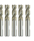Five 3/8-inch HSS end mills, 4-flute, single-end center-cut set