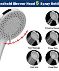 High Pressure 8 Inch Square Filtered Shower Head With 5 Settings Handheld Rain Style Shower Filter Kit spray settings