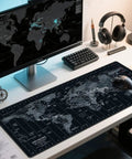 World Map XXL Mouse Pad 35.4 By 15.7 Inch With Non Slip Rubber Base And Stitched Edges Beast Desk Mat in office setup