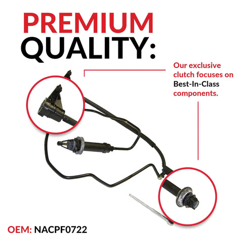 No Sweat Heavy Duty Pre Bled Clutch Master And Slave Cylinder Kit With Fluid Hose For Ford Super Duty close-up view of components.