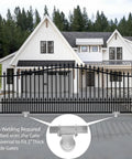 Heavy Duty 4 In Slide Gate Wheel With V Groove Dual Bearings, Bolted External Mount Bracket Cradle on iron gate