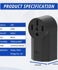 Heavy Duty Nema 14-50r Receptacle 50amp 125/250v 3 Pole 4 Wire Surface Mount Outlet UL Listed For Ev Chargers Rv Hookups Galvanized Steel No Sweat Install Badass Reliability Indoor Black specifications with measurements
