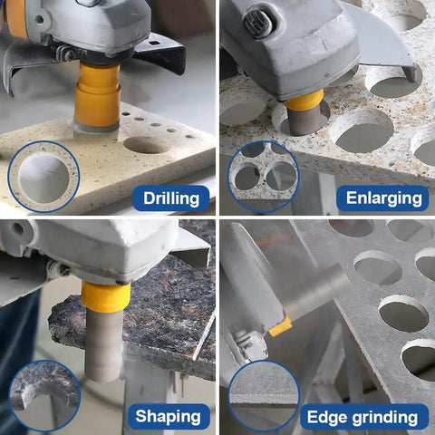 Diamond Drill Bits Kit For Porcelain Tile Ceramic Marble Concrete Vacuum Brazed Hole Saw Set With Five Eighths To Eleven Shanks Kit in Use
