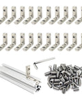 L Shape Corner Connector Bracket Set For 20x20 Aluminum Extrusion Profiles 6mm Slot With 20 Pieces 40 Screws And Wrench Zinc Alloy