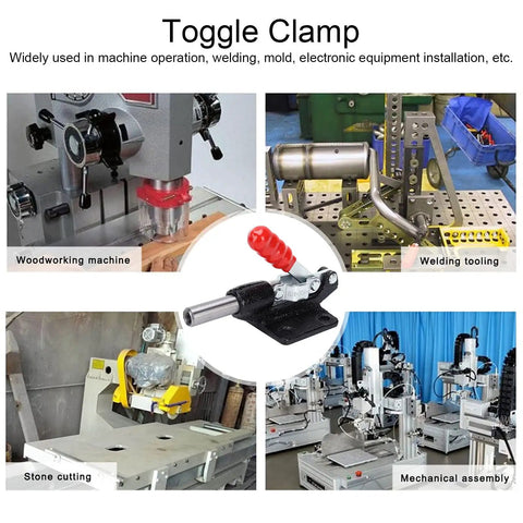 Heavy Duty Quick Release Toggle Clamp A Real Workhorse With 230Kg Holding Capacity For Drilling Cutting Welding And Tool Assembly Metalworking And PCB Bonding Applications Stainless Steel And Plastic Construction For Built To Last Performance used on woodworking and welding fixtures