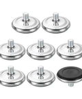 Top Grade M10 Thread Furniture Feet Levelers In Black, eight-piece adjustable screw-on glides with steel bases.
