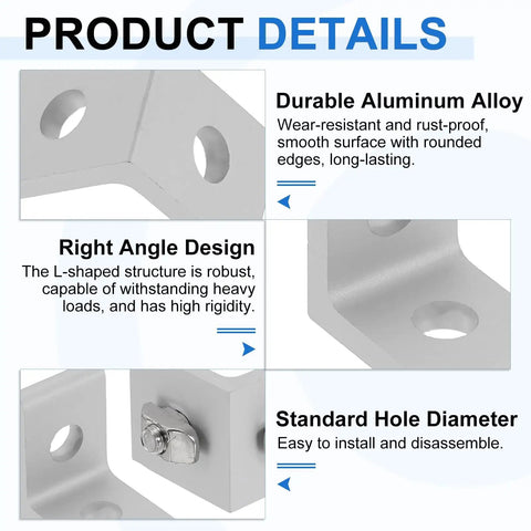 Top Notch 10 Pack Black L Corner Brackets With Nuts And Screws For 2525 European Profile Aluminum Extrusion Build showing durable aluminum alloy design.