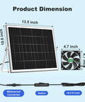 Solar Chicken Coop Fan Kit 2 Pack 20W Solar Powered Ventilation For Greenhouses, Sheds, Dog Houses, Outdoor Enclosures dimensions