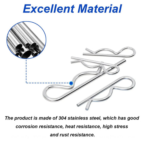 135 Piece Cotter Pin Set 13 Sizes 304 Stainless Steel Assortment Kit shown with individual pins on a white background.
