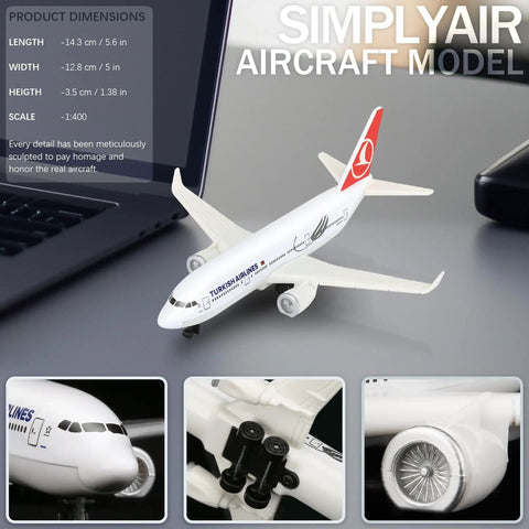 1/400 Airplane Model Ready To Display No Assembly Required Plastic Base Alloy Body Collectors Display Piece 5.6 Inch Long 5 Inch Wingspan Cool Tiny Aircraft For Collection And Display, shown with packaging details