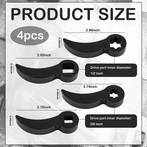 Pro Grade Multi Angle Ratchet Pry Bar Adapter Set sizes with one half inch and three eighth inch drives in four pieces