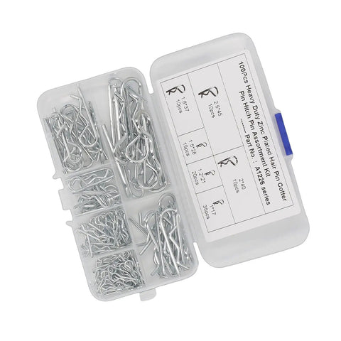 100 Pack Stainless Steel Hair Pin Cotter Pins R Clip Assortment Kit For Hitch Pins Clevis Pins Shafts And Mechanical Fastening, Heavy Duty Quick Release Retainers For Outdoor Work, Garage And DIY Projects, in compartment storage case
