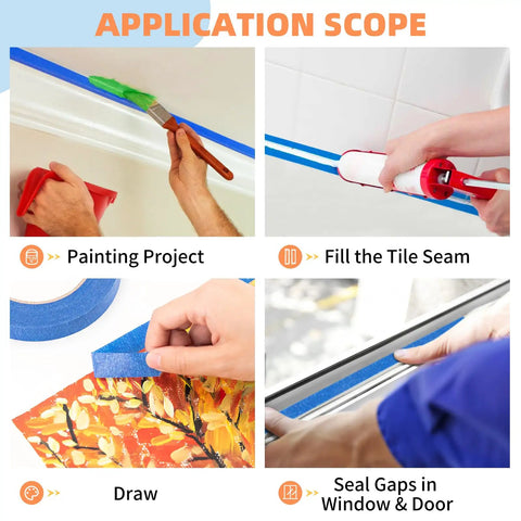 Blue Painters Tape 180 Yards Removable Masking Tape for Painting, Drawing, and Sealing on Walls, Glass, and Trim Application
