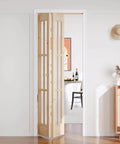 Double 30 By 80 Inch Bifold Barn Door With Tempered Frosted Glass And Solid Wood Space Saving Closet Door Kit installed view