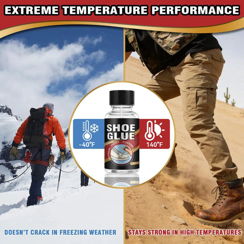 Image of Must Have Pro Grade Clear Waterproof Shoe Glue For Sole Repair Kit That Bonds Deep Into Fibers For Boots Sneakers Heels And Hiking Shoes Flexible Long Lasting Repair For Leather And Other Materials, displayed with hikers in extreme temperatures.