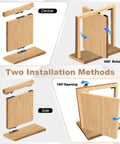 Two installation methods for Heavy Hitter Hidden Door Pivot Hinge With Slick 360 Degree Rotation And Rock Solid Stainless Steel Hardware Kit.