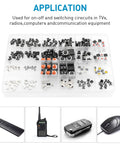 240 Piece Micro Momentary Tactile Push Button Switches Assortment Kit with 24 Value Options in Black for Electronics Projects