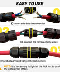 Outdoor 3 Pole Junction Box IP68 Waterproof M20 Cable Gland Wire Connector Kit For 5 To 12mm Cables UL Listed Flame Retardant 3 Pin Box For Extending And Repairing Extension Cords 4 Pack in use