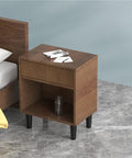 Nightstand with black wooden tapered furniture legs with screw fittings, 4 piece set, adjustable 6 to 20 cm height, solid wood construction
