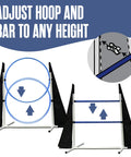 Adjustable hoops and bars in Complete Dog Agility Course Set For Backyard Training And Exercise With Tunnel, Weave Poles, Jumps.