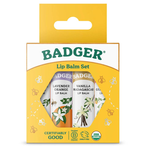 Must Have Organic Lip Balm Gift Set Four Flavor Pack Featuring Tangerine Lavender Orange Vanilla Grapefruit Silky Long Lasting Moisturizer For Dry Lips With All Natural Beeswax Olive Oil And Aloe
