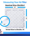 Top Rated MERV 8 4 Pack Air Filter 20x26x1 Actual Size 20x26x.75 Pleated Electrostatic Dust And Allergen Control diagram