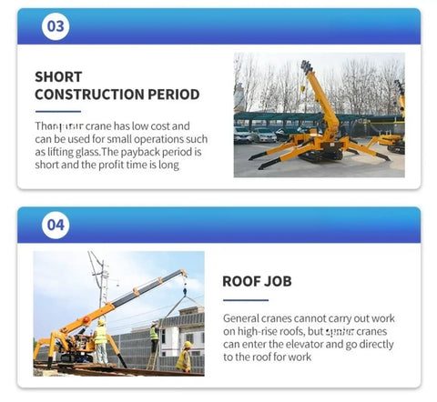 Legit Portable Hydraulic Crawler Crane With Handheld Remote, Compact Fold Away Electric Warehouse Lift For Glass And Steel Installation working in construction site.