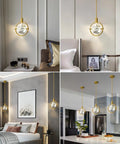Modern Crystal Pendant Light In Gold Brushed Brass Finish With Mini LED Fixture And K9 Crystal Cube Pendant Ceiling Chandelier