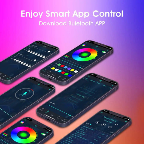 Smart App Control for RGB Corner Floor Lamp with Bluetooth App Control and Remote Music Sync LED Mood Lighting Interface Display