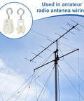 Mini Nylon Pulley Wheel 12 Pack with antenna setup for amateur radio wire loop antennas, 0.39 inch ID, 2.32 inch length