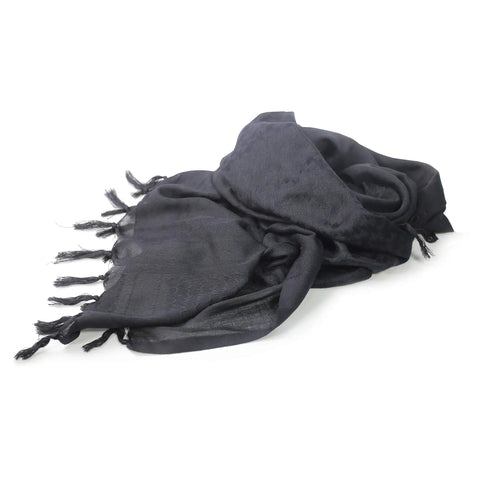 Desert Tactical Shemagh Scarf For Everyday Outdoor Gear, 100 Percent Cotton Keffiyeh Wrap, Lightweight Breathable Black 43x43 Inches