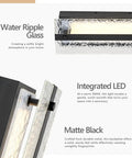 ElilyGiA 16 Inch Modern LED Wall Sconce Vanity Light, Black with water ripple glass and matte black finish.