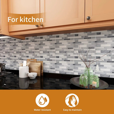 Peel And Stick Backsplash Tile 12x12 Gray For Kitchen And Bathroom, Easy DIY Install, shown in modern kitchen setting