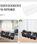 Upgrade Your Drawer Storage Vibe Today With This Sturdy Clear Acrylic Belt Organizer Designed With Five Flexible Foldable Sections To Store Ties And Belts, showcasing belts in compartments.