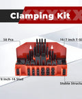 Pro Series Fifty Eight Piece Seven Sixteenths Inch T Slot Clamping Kit With Hardened Hold Down Clamps And Three Eighths Inch Sixteen Threaded Studs