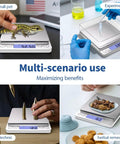 Ultra Precise Mini Digital Kitchen Scale in use for small pets, experiments, pyrotechnics, and herbal remedies, 0.01 g precision