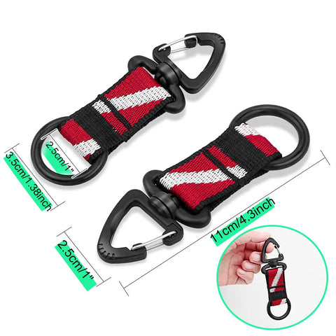 4 Pack Scuba Octo Holder With Clip And Silicone Mouthpiece Keeper For Regulator And Octopus, black and red design with hand holding one piece