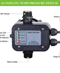 Front view of IP65 Automatic Water Pump Controller With Pressure Switch And Flow Sensor showing LED indicators and connectors.