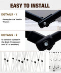 Six Pack Canopy Truss End And Cross Bar Connectors For Ten By Ten Pop Up Canopy Awning Replacement Kit details with connectors shown