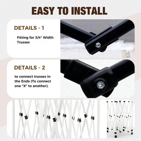 Six Pack Canopy Truss End And Cross Bar Connectors For Ten By Ten Pop Up Canopy Awning Replacement Kit details with connectors shown