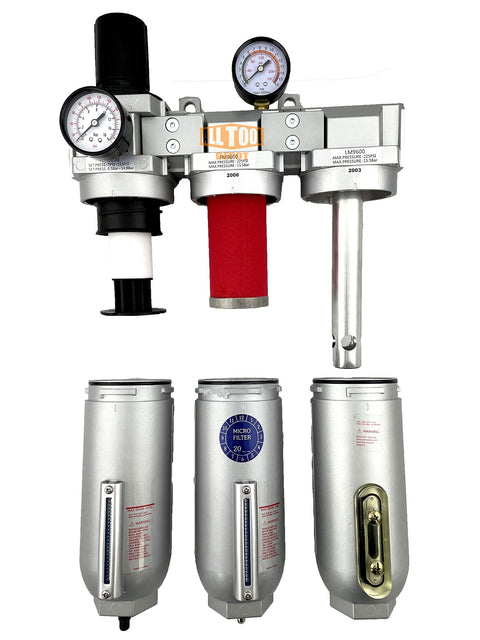 1 Inch NPT Beefy Industrial Grade Filter Regulator Coalescing Desiccant Dryer System with metal bowls