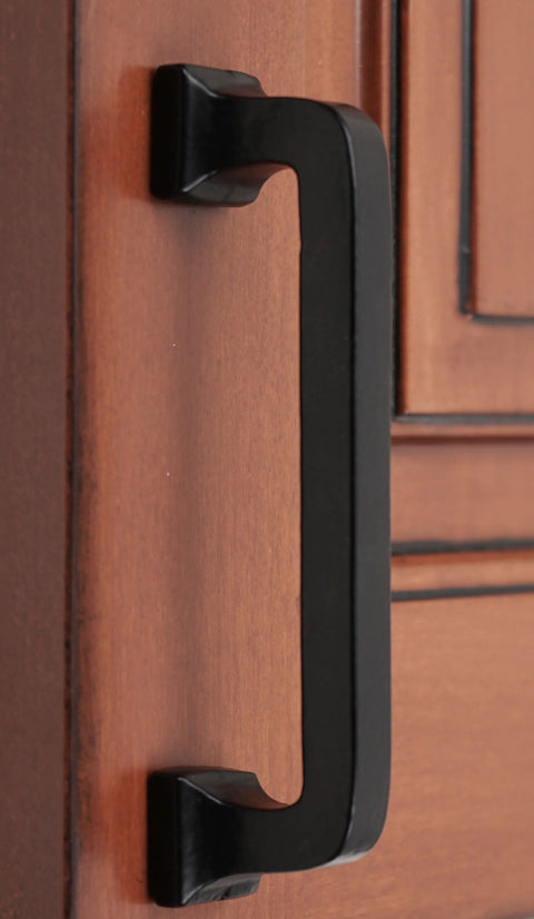 4 Inch Center To Center Square Cabinet Pull Black Solid Cast Iron 10 Pack With Rust Resistant Powder Coat One And One Quarter Inch Projection
